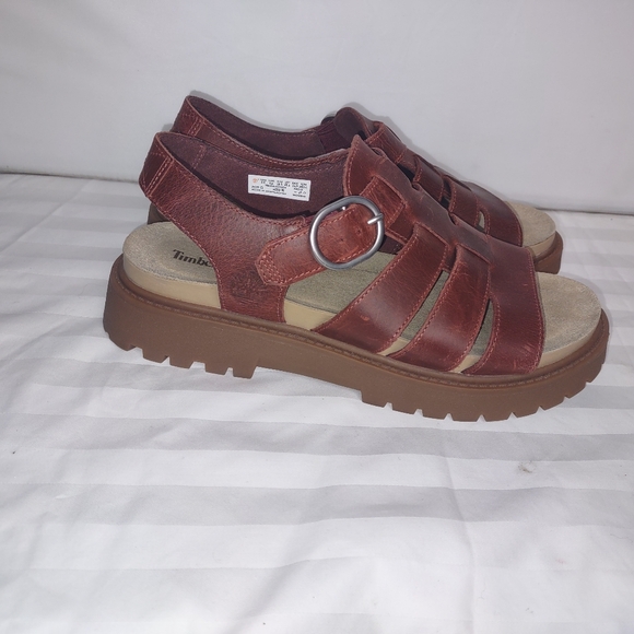 Women’s Timberland Clairemont Way Fisherman Sandal Burgundy Red 8.5 - Picture 3 of 8